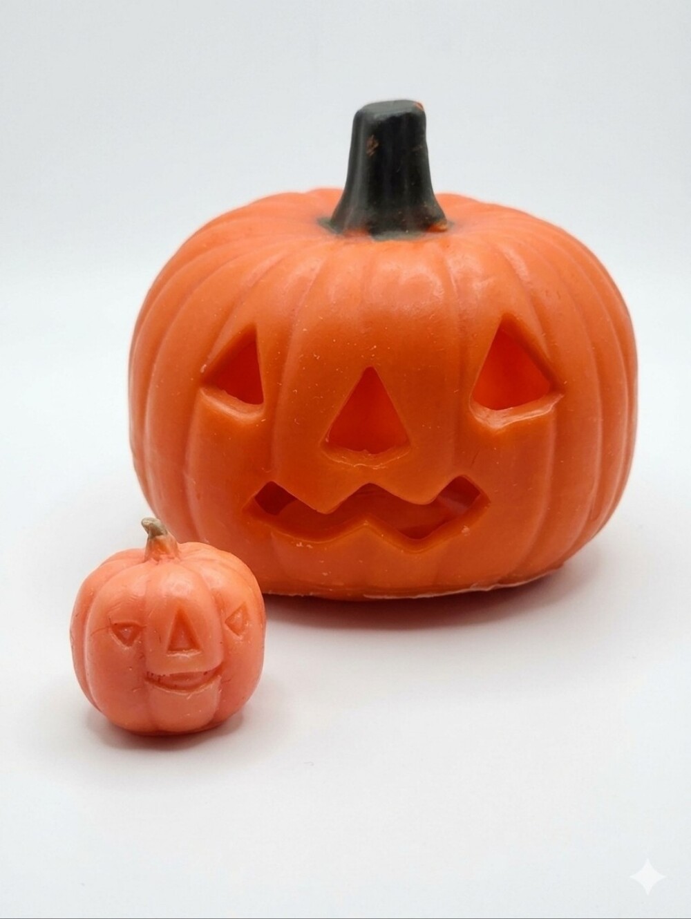Vtg 50's Gurley Candle Co. Large & Small Orange Pumpkin Jack-O'-Lanterns